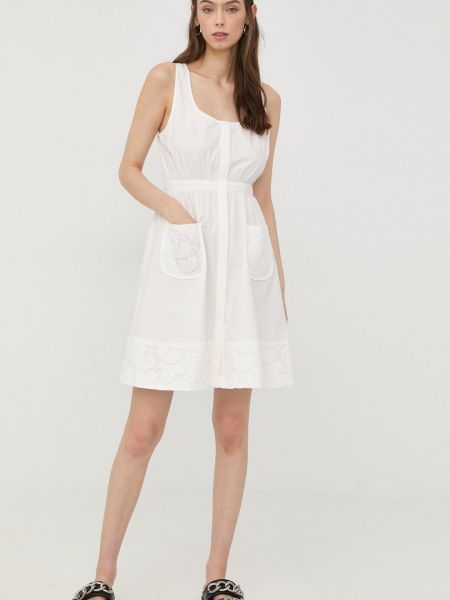 Pamučna mini haljina The Kooples bijela