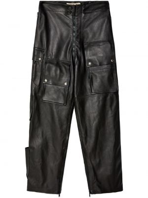 Pantalon droit en cuir Marni noir