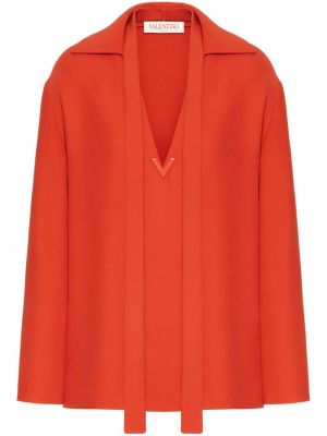 Μεταξωτή μπλούζα Valentino Garavani πορτοκαλί