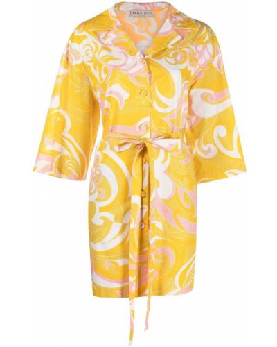 Vestido camisero con estampado abstracto Emilio Pucci amarillo