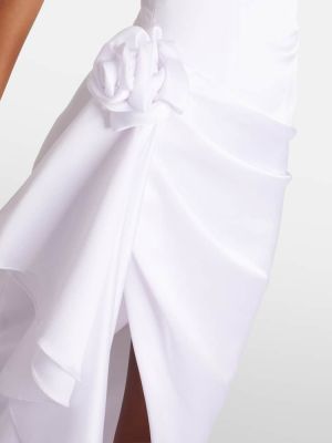 Robe longue en satin à fleurs Rasario blanc