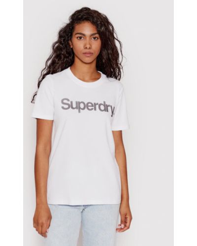 Gyapjú póló Superdry - fehér