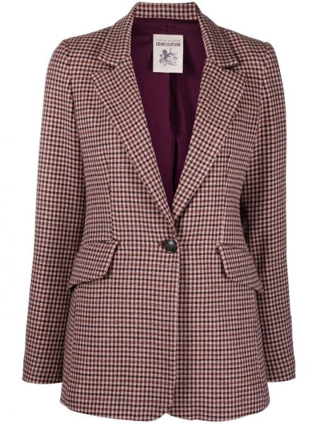 Sjekket lang blazer Semicouture rosa