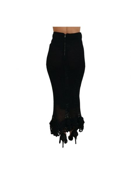 Falda larga de cintura alta de algodón Dolce & Gabbana negro