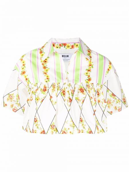 Trykt floral skjorte Msgm hvit