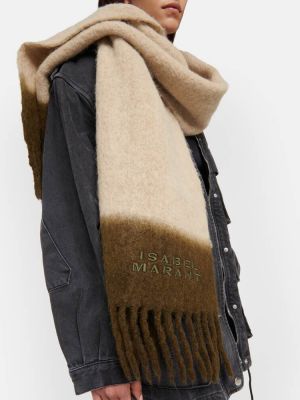 Шерстяной шарф с вышивкой Isabel Marant бежевый
