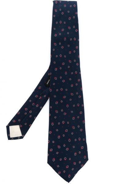 Modrá hedvábná kravata s potiskem Yves Saint Laurent Pre-owned