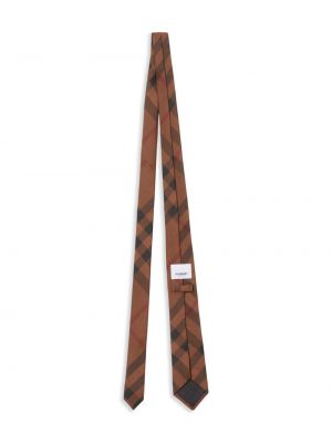 Kostkovaná hedvábná kravata Burberry hnědá