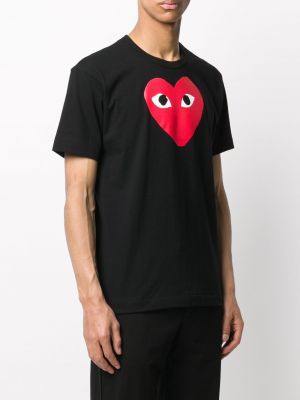 Tričko s potiskem se srdcovým vzorem Comme Des Garçons Play černé