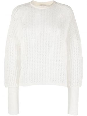 Moherowy sweter z okrągłym dekoltem Alysi biały