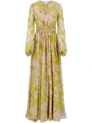 Kvetinové dlouhé šaty s potlačou Giambattista Valli zelená