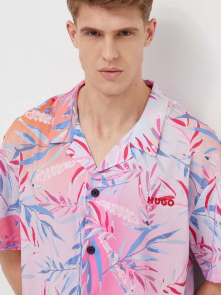 Koszula relaxed fit Hugo różowa
