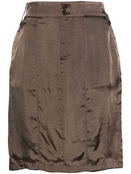 Σατέν φούστα mini με κουμπιά Saint Laurent καφέ