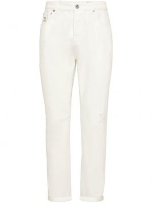 Proste jeansy z dziurami Brunello Cucinelli białe