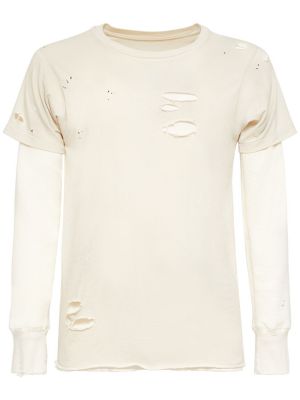 T-shirt distressed di cotone in jersey Maison Margiela