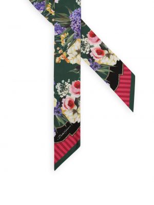Jedwabna szal w kwiatki z nadrukiem Dolce And Gabbana zielona