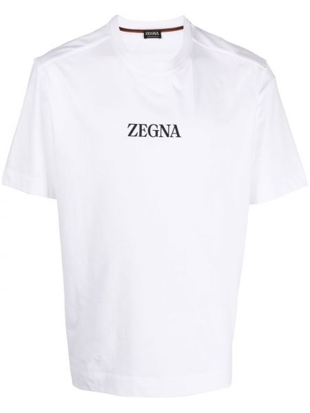 Ümara kaelusega mustriline t-särk Zegna valge