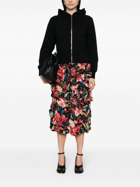 Květinové midi sukně s potiskem Comme Des Garçons černé