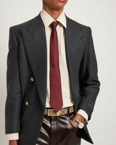 Cravată de mătase cu imagine Gucci roșu