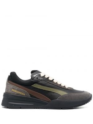 Stripete lær sneakers Dsquared2 svart