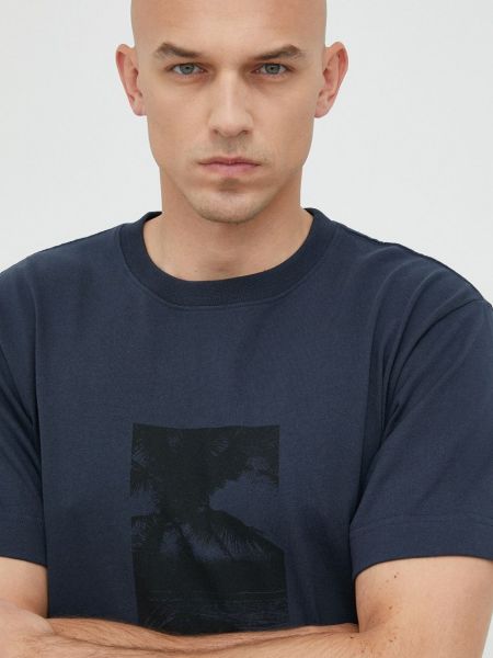Rip Curl pamut póló sötétkék, nyomott mintás