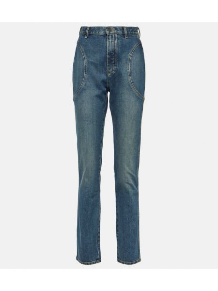 Slim fit skinny džíny s vysokým pasem Alaïa modré