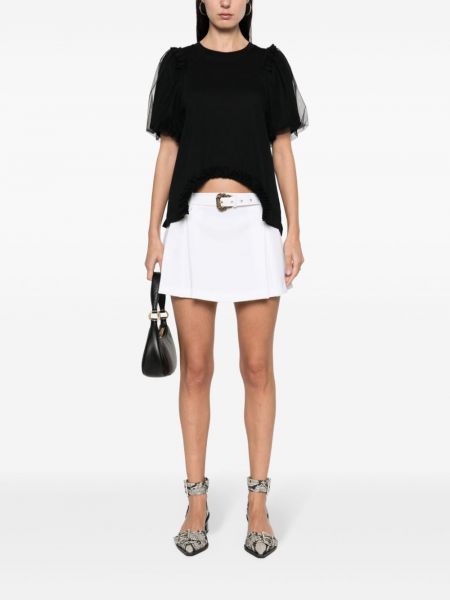 Spódnica jeansowa z krepy Versace Jeans Couture biała