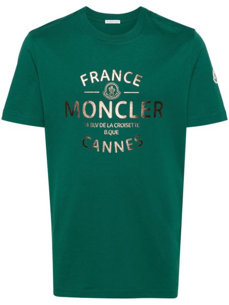 Bavlněné tričko s potiskem Moncler zelené