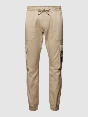 Spodnie cargo skinny fit Calvin Klein Jeans beżowe