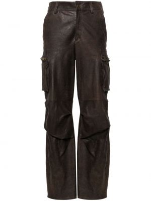 Pantalon cargo en cuir avec poches Salvatore Santoro marron