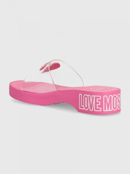 Шльопанці на платформі Love Moschino рожеві