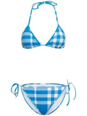 Bikini a quadri con stampa Burberry blu