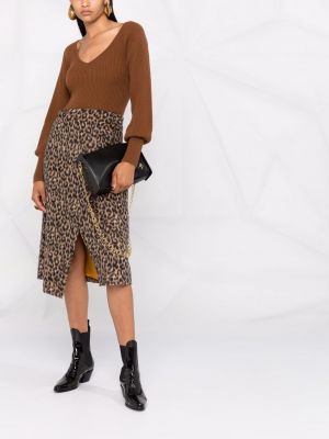 Falda con estampado leopardo Erika Cavallini marrón