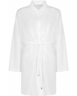 Льняная блузка удлиненная Le Tricot Perugia, белая