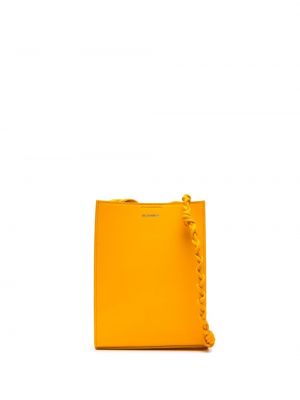 Usnjena nakupovalna torba Jil Sander oranžna