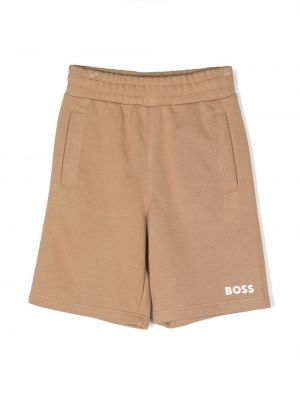 Pantaloncini sportivi con stampa Boss Kidswear marrone
