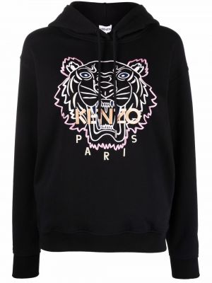 Tigerstripete brodert hettegenser Kenzo svart