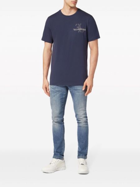 Kokvilnas t-krekls ar izšuvumiem Billionaire zils
