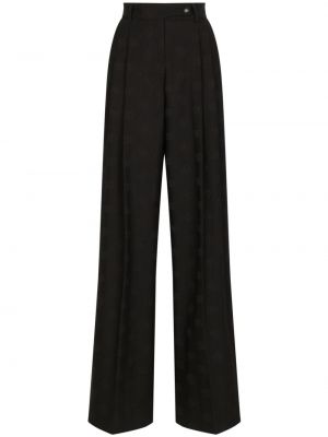 Žakárové vlnené nohavice Dolce & Gabbana čierna