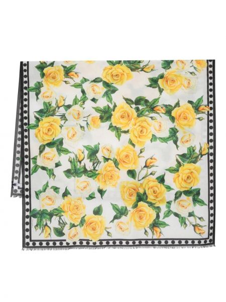Echarpe en coton à fleurs à imprimé Dolce & Gabbana blanc