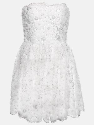 Mini robe à imprimé Self-portrait blanc