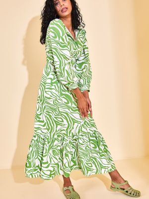 Μάξι φόρεμα με βολάν Xhan πράσινο