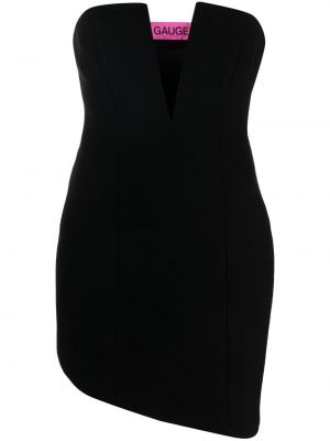 Ασύμμετρη κοκτέιλ φόρεμα με λαιμόκοψη v Gauge81 μαύρο
