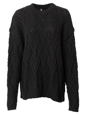 Pletený bavlnený priliehavý sveter Free People - čierna
