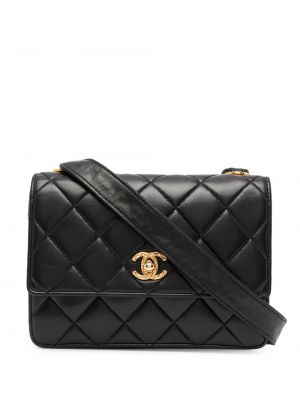 Bolsa acolchada con estampado de rombos Chanel Pre-owned negro