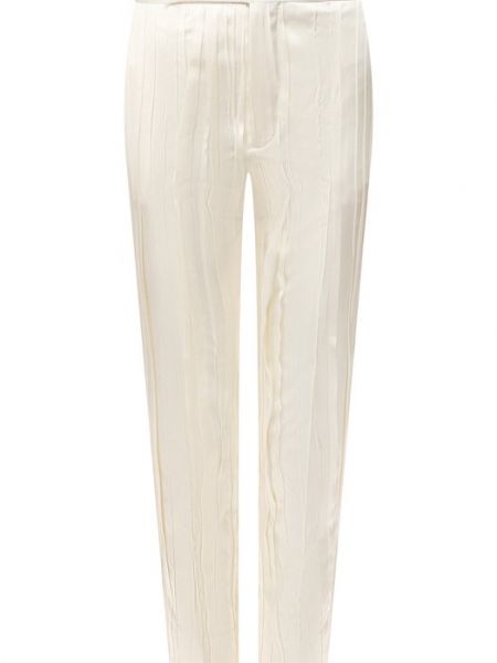 Шелковые брюки Saint Laurent белые