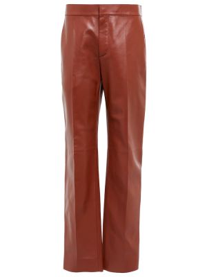 Spodnie z wysoką talią skórzane Chloã© brązowe