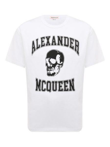 Хлопковая футболка Alexander Mcqueen белая