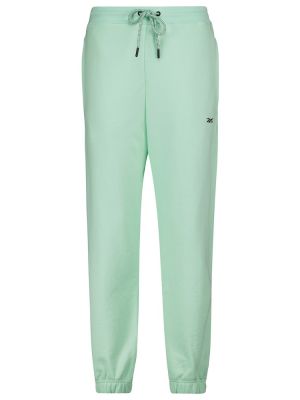 Памучни спортни панталони Reebok X Victoria Beckham зелено