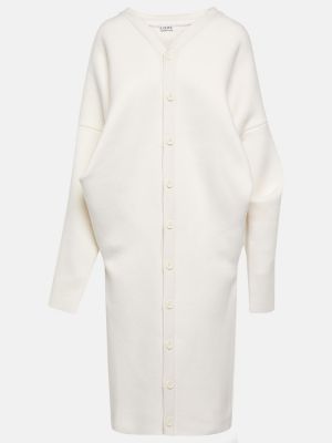 Drapírozott gyapjú kabát Loewe fehér